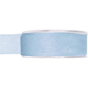 1x Hobby/decoratie lichtblauwe organza sierlinten 2,5 cm/25 mm x 20 meter