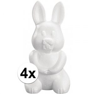 4x Konijn gemaakt van piepschuim 23 cm