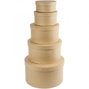 3x stuks ronde bruine hobby opslag doos/dozen 35 cm