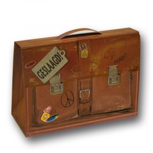 10x Feestartikelen geslaagd doosje 6 x 19 x 14 cm in de vorm van een schooltas