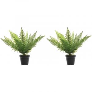 2x Groene adelaarsvaren kunstplanten 48 cm in zwarte pot