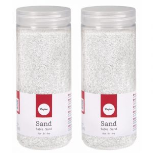 2x Fijn decoratie zand wit 475 ml