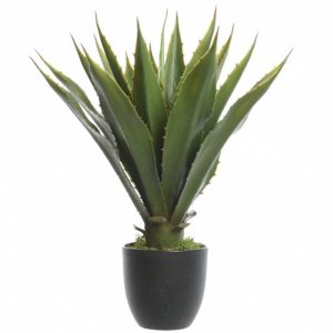 Groene Agave kunstplanten in zwarte pot 55 cm