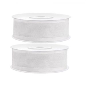 2x Hobby/decoratie witte chiffon sierlinten 2,5 cm/25 mm x 25 meter