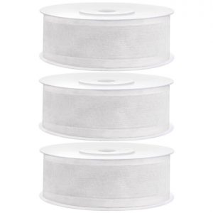 3x Hobby/decoratie witte chiffon sierlinten 2,5 cm/25 mm x 25 meter