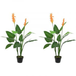 2x Groene Strelitzia/paradijsvogel kunstplanten 110 cm in pot