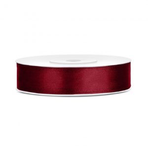 1x Hobby/decoratie bordeaux satijnen sierlinten 1,2 cm/12 mm x 25 meter