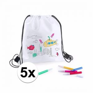 5x gymtas met stiften voor kinderen