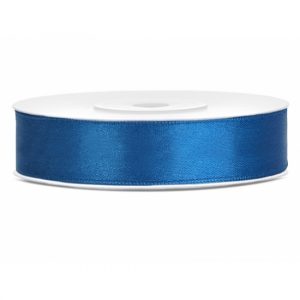 1x Hobby/decoratie kobaltblauw satijnen sierlint 1,2 cm/12 mm x 25 meter