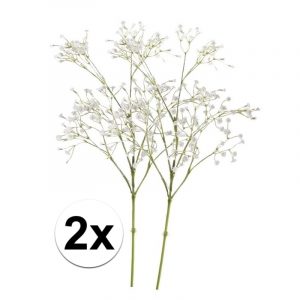 2 x Witte gipskruid 65 cm kunstplant steelbloem