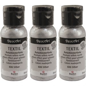 3x Zilveren parelmoer textielverf/stoffenverf flacons 34 ml hobby/knutselmateriaal