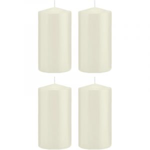 4x Ivoorwitte woondecoratie kaarsen 8 x 15 cm 69 branduren