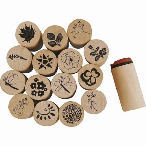 Deco houten stempelset bloemen