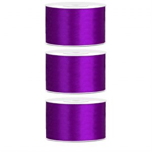 3x Hobby/decoratie paars satijnen sierlinten 3,8 cm/38 mm x 25 meter