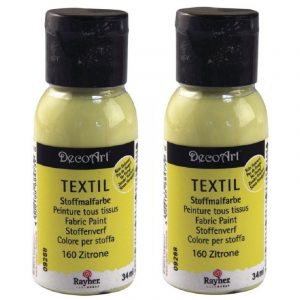 2x Gele textielverf om mee te schilderen