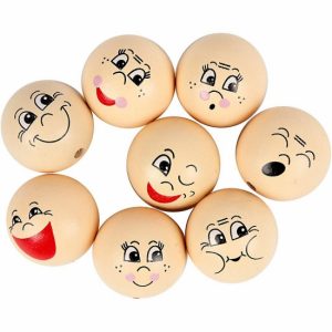 Houten knutselballen hoofdjes 16 stuks