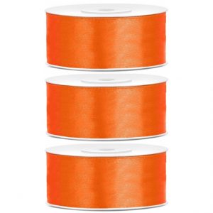 3x Hobby/decoratie oranje satijnen sierlinten 2,5 cm/25 mm x 25 meter