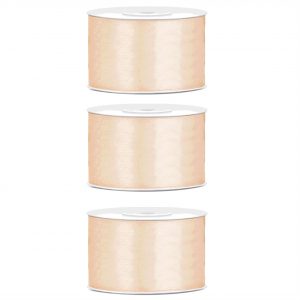 3x Hobby/decoratie creme satijnen sierlinten 3,8 cm/38 mm x 25 meter