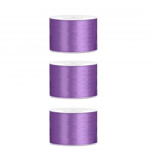 3x Hobby/decoratie lavendel satijnen sierlinten 5 cm/50 mm x 25 meter