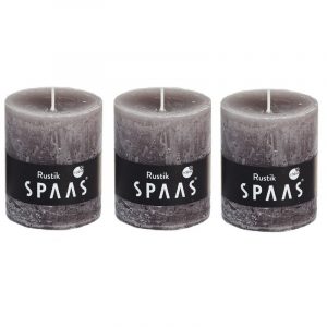 3x Taupe woondecoratie kaarsen rustiek 7 x 8 cm 30 branduren
