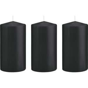 3x Zwarte woondecoratie kaarsen 8 x 15 cm 69 branduren