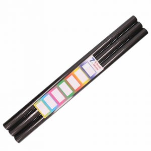 3x Rollen kadopapier / schoolboeken kaftpapier zwart met labels 200 x 70 cm