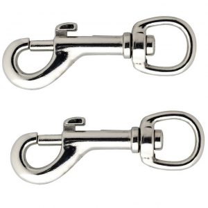 2x stuks musketonhaak / musketonhaken vernikkeld 5 x 1 cm