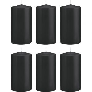 6x Zwarte woondecoratie kaarsen 8 x 15 cm 69 branduren