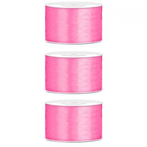 3x Hobby/decoratie roze satijnen sierlinten 3,8 cm/38 mm x 25 meter