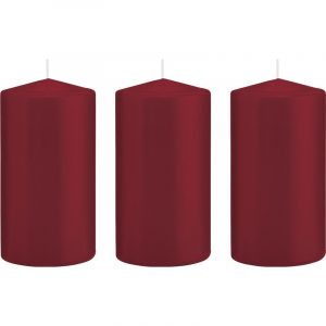 3x Bordeauxrode woondecoratie kaarsen 8 x 15 cm 69 branduren