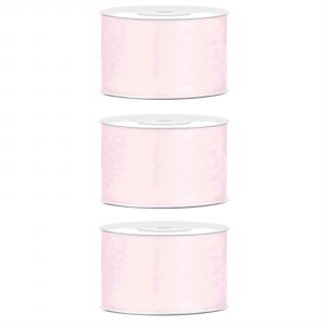 3x Hobby/decoratie licht poeder roze satijnen sierlinten 3,8 cm/38 mm x 25 meter