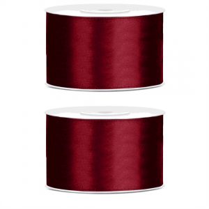 2x Hobby/decoratie diep rood satijnen sierlinten 3,8 cm/38 mm x 25 meter