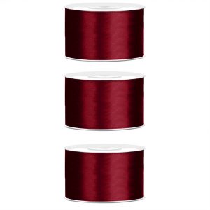 3x Hobby/decoratie diep rood satijnen sierlinten 3,8 cm/38 mm x 25 meter