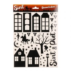 Sinterklaas decoratie stickers voor op het raam zwart