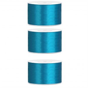 3x Hobby/decoratie turquoise satijnen sierlinten 3,8 cm/38 mm x 25 meter