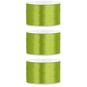3x Hobby/decoratie groen satijnen sierlinten 3,8 cm/38 mm x 25 meter