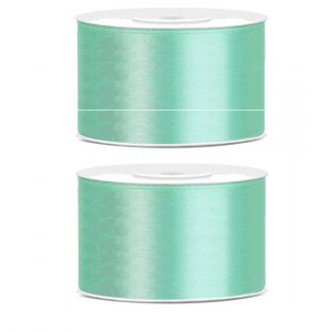 2x Hobby/decoratie mint groen satijnen sierlinten 3,8 cm/38 mm x 25 meter
