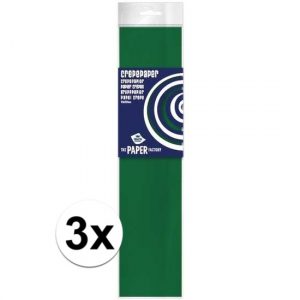 3x Knutsel crepe vouw papier groen 250 x 50 cm