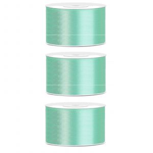 3x Hobby/decoratie mint groen satijnen sierlinten 3,8 cm/38 mm x 25 meter
