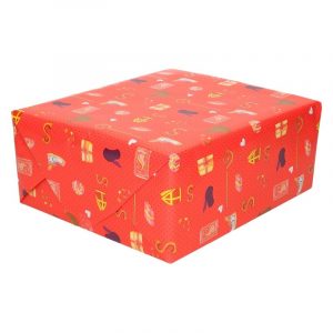 15x Sinterklaas inpakpapier/cadeaupapier print rood 250 x 70 cm