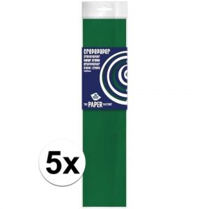 5x Knutsel crepe vouw papier groen 250 x 50 cm