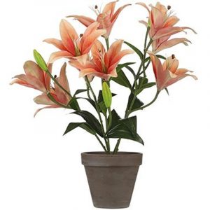 Oranje Tigerlily/tijgerlelie kunstplant 47 cm in grijze pot