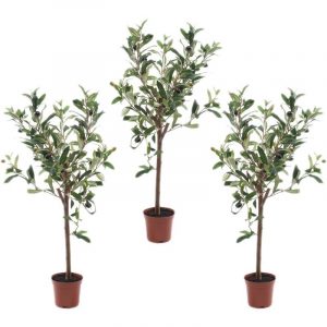 3x Namaak olijfboom kunstplant/kunstboom 65 cm in basic bloempot