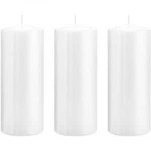 3x Witte woondecoratie kaarsen 8 x 20 cm 119 branduren