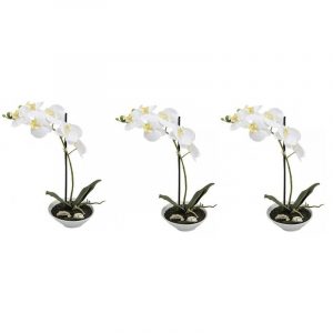 3x Witte vlinderorchidee kunstplant in pot 38 cm