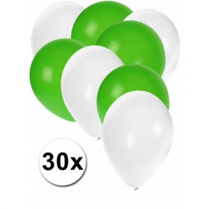 Ballonnen wit en groen 30x