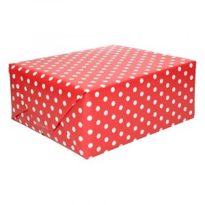 Geschenkpapier rood gestipt 70 x 200 cm