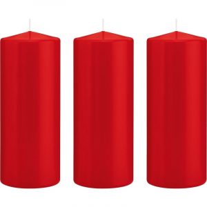 3x Rode woondecoratie kaarsen 8 x 20 cm 119 branduren