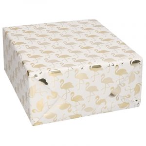 2x stuks rollen Inpakpapier/cadeaupapier wit/gouden flamingos print 150 x 70 cm