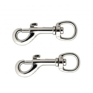 2x stuks musketonhaak / musketonhaken vernikkeld 7,8 x 1,6 cm